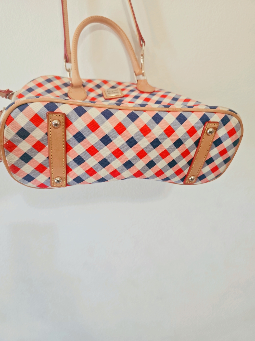 Dooney & Bourke Red White Blue Check Satchel - Picture 6 of 6